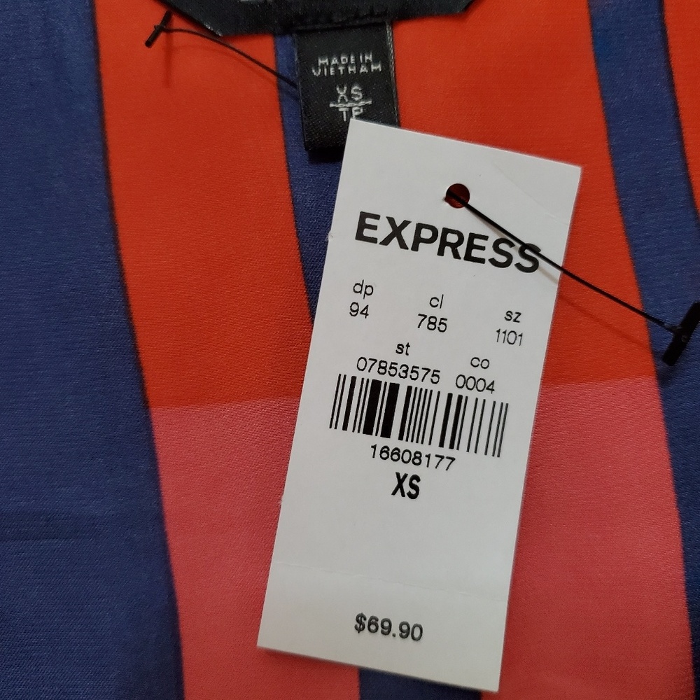 NWT Express Color Block Ruffle Wrap Dress - Picture 4 of 5